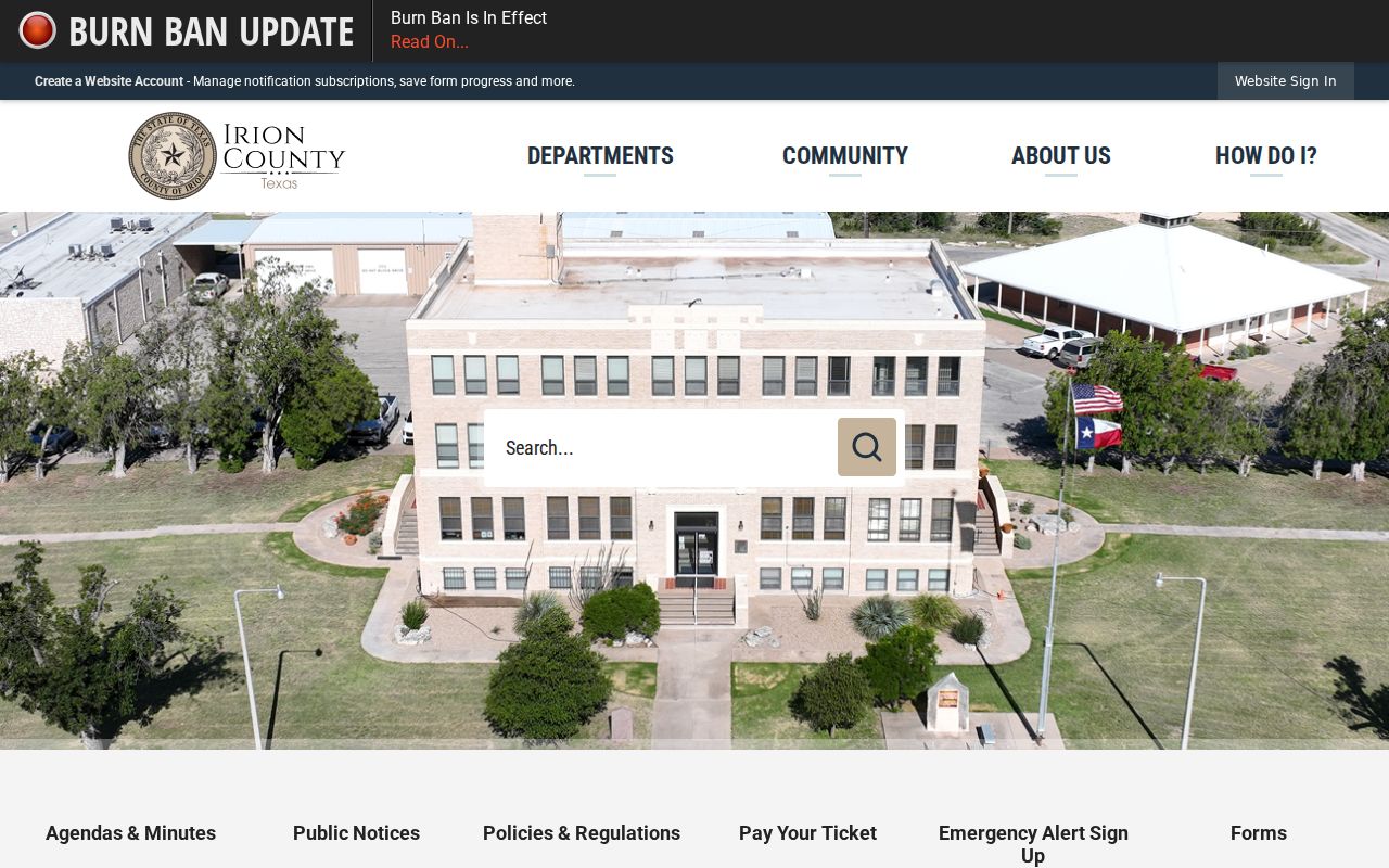 Irion County warrant records: official county homepage and office links